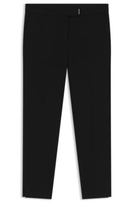Pantalones slim fit de tejido el&aacute;stico punto Milano, Negro