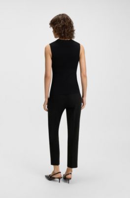 Slim-fit trousers in stretch fabric, Black