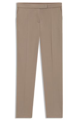 Slim-fit trousers in stretch fabric, Light Brown