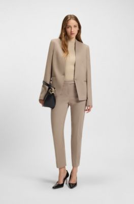 Slim-fit trousers in stretch fabric, Light Brown