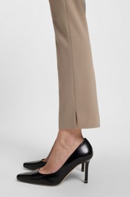 Slim-fit trousers in stretch fabric, Light Brown