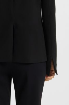 Regular-fit blazer with hardware button, Black