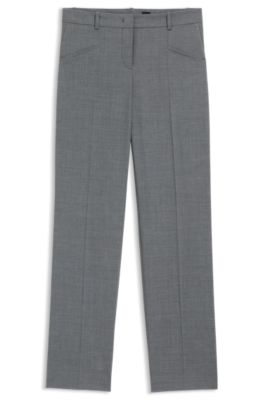 Pantalon Relaxed en laine vierge chin&eacute;e, Gris sombre