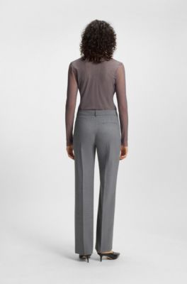 Melange relaxed-fit trousers in virgin wool, Dark Grey