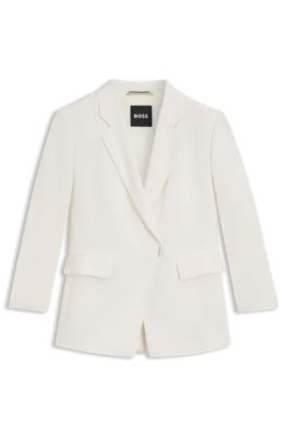 Blazer slim fit con cierre de bot&oacute;n autom&aacute;tico, Blanco