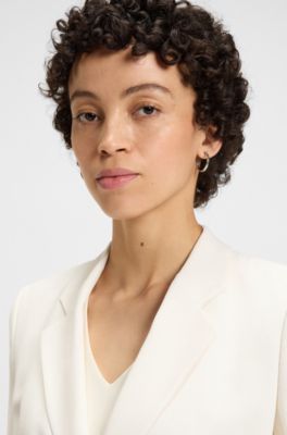 Slim-fit blazer with press-stud closure, White