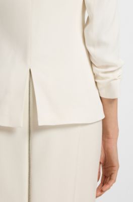 Blazer slim fit con cierre de bot&oacute;n autom&aacute;tico, Blanco