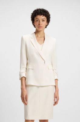 Blazer slim fit con cierre de bot&oacute;n autom&aacute;tico, Blanco