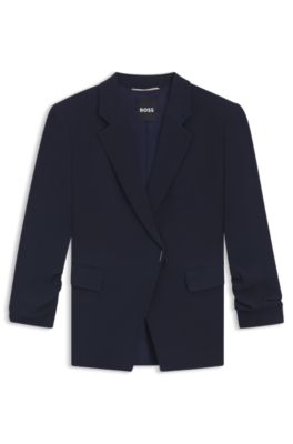Blazer slim fit con cierre de bot&oacute;n autom&aacute;tico, Azul oscuro