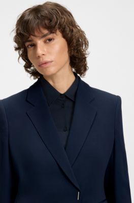 Blazer slim fit con cierre de bot&oacute;n autom&aacute;tico, Azul oscuro