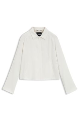 Blazer de crep&eacute; con cierre oculto, Blanco