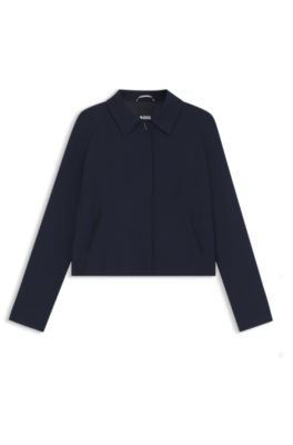 Blazer de crep&eacute; con cierre oculto, Azul oscuro