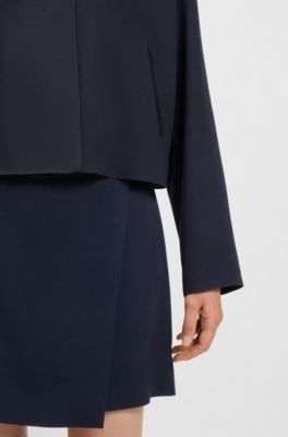 Blazer de crep&eacute; con cierre oculto, Azul oscuro