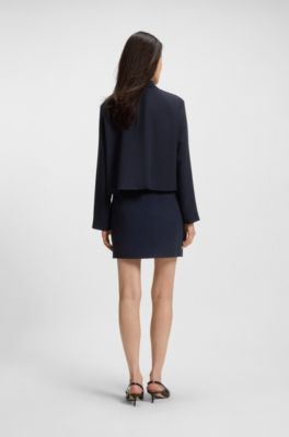 Blazer de crep&eacute; con cierre oculto, Azul oscuro