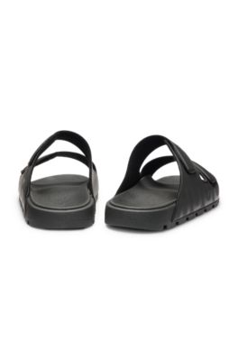 Logo-detail sandals with riptape straps, Black