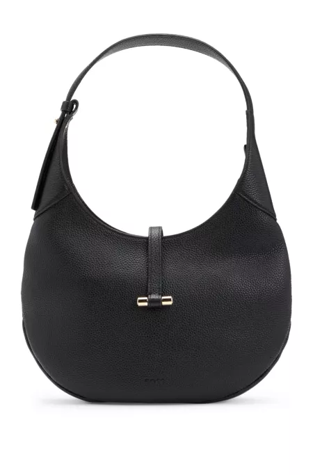 Pebbled-leather hobo bag with golden hardware
