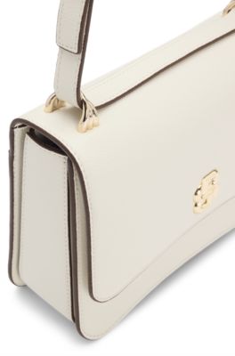 Leather crossbody bag with Double B monogram, White