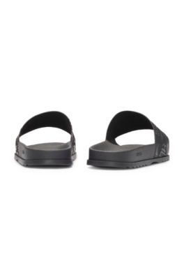 Italian-made slides with mixed logos, Black