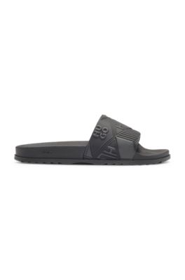 Italian-made slides with mixed logos, Black