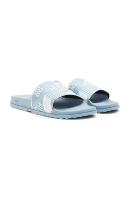Italian-made slides with mixed logos, Light Blue