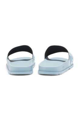 Italian-made slides with mixed logos, Light Blue