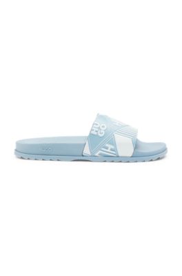 Italian-made slides with mixed logos, Light Blue