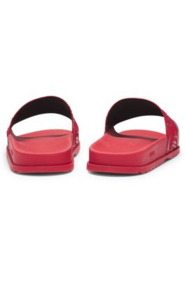 Italian-made slides with mixed logos, Red