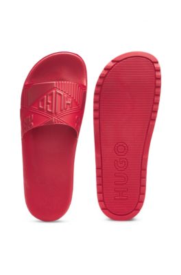 Italian-made slides with mixed logos, Red