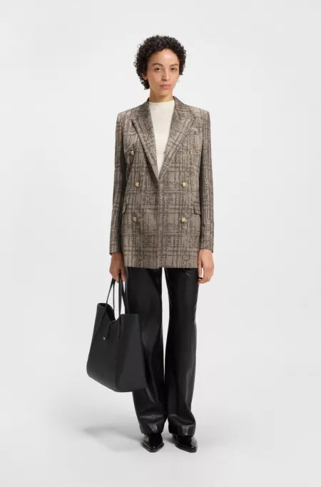 Pebbled-leather tote bag with golden hardware