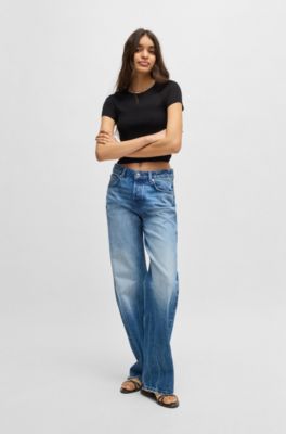 Sandalias planas en piel de napa con hebillas con logo, Negro