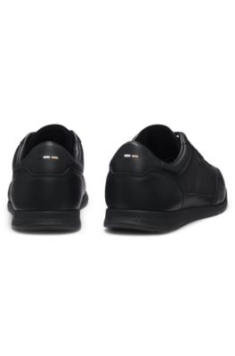 Nappa-leather trainers with perforated details, Black