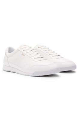 Nappa-leather trainers with perforated details, White
