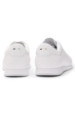 Nappa-leather trainers with perforated details, White