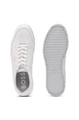 Nappa-leather trainers with perforated details, White