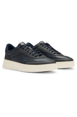 Basketball-style trainers in two-tone leather, Dark Blue