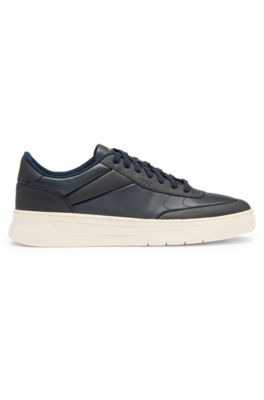 Basketball-style trainers in two-tone leather, Dark Blue
