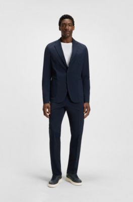 Basketball-style trainers in two-tone leather, Dark Blue