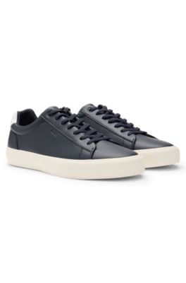 Faux-leather trainers with contrast backtab, Dark Blue