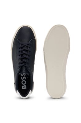 Faux-leather trainers with contrast backtab, Dark Blue