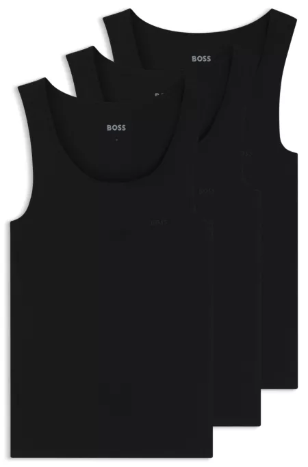 Three-pack of embroidered-logo tank tops in cotton