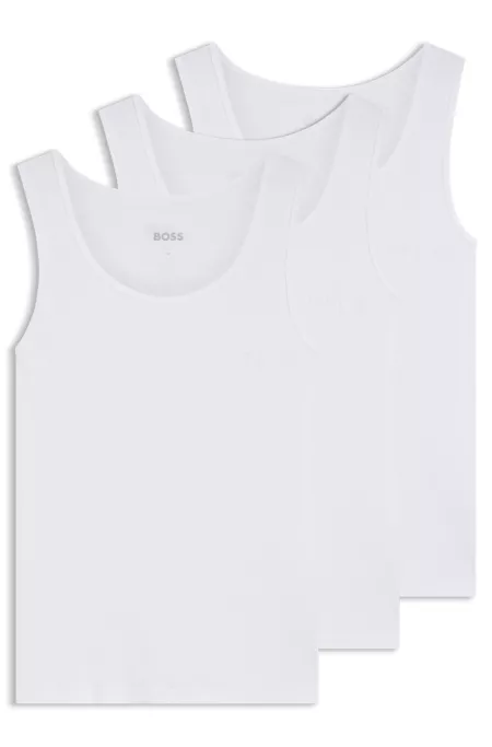 Three-pack of embroidered-logo tank tops in cotton