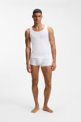 Three-pack of embroidered-logo tank tops in cotton, White