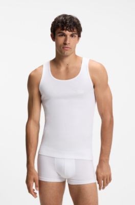 Paquete de tres camisetas interiores en algod&oacute;n de canal&eacute;, Blanco