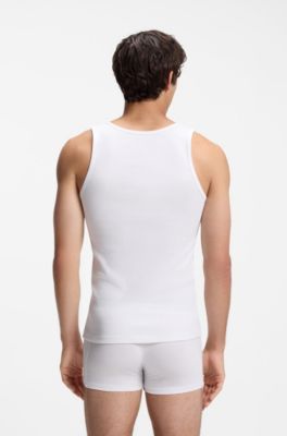 Paquete de tres camisetas interiores en algod&oacute;n de canal&eacute;, Blanco