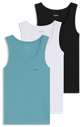 Three-pack of cotton tank tops with embroidered logos