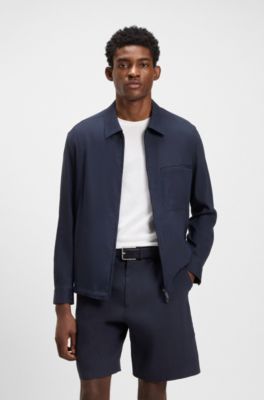 Suede belt with silver-tone buckle, Dark Blue