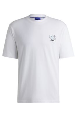 Tシャツ・カットソー BOSS Cotton jersey t-shirt with print on the front Bianco HUGO - Cotton-jersey T-shirt with graphic prints - White