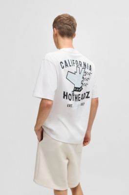 Cotton-jersey T-shirt with graphic prints, White