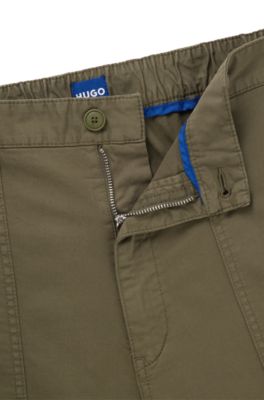 Tapered-fit trousers in stretch-cotton twill, Light Green
