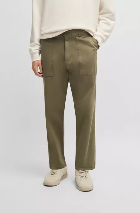 Tapered-fit trousers in stretch-cotton twill
